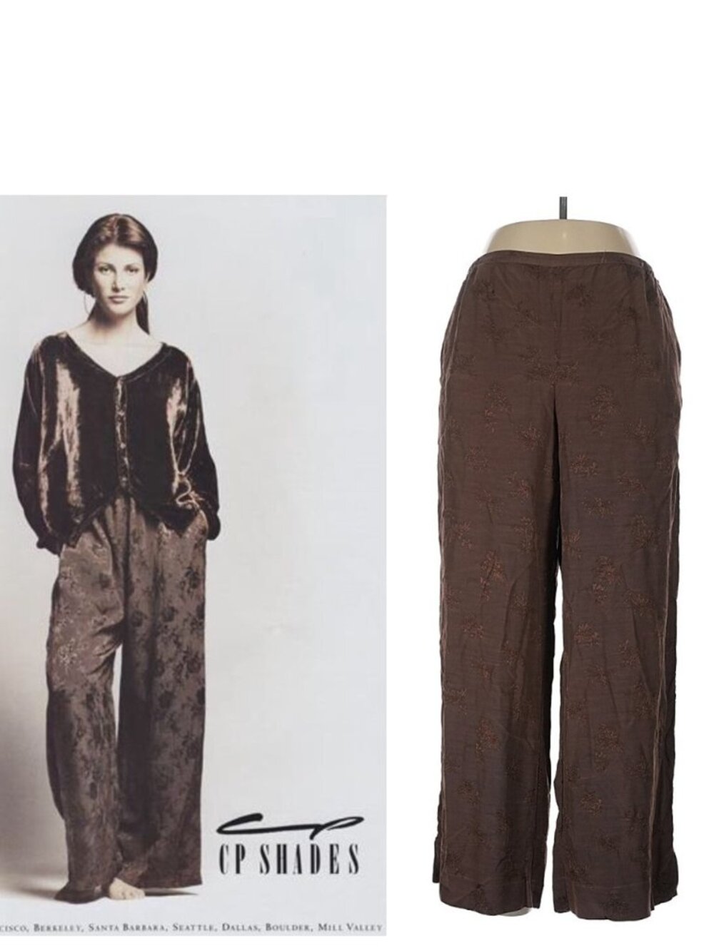 ASO ANGIE EVERHART Sausalito Floral Brocade Pants 1990s LUXURY VINTAGE RARE EUC